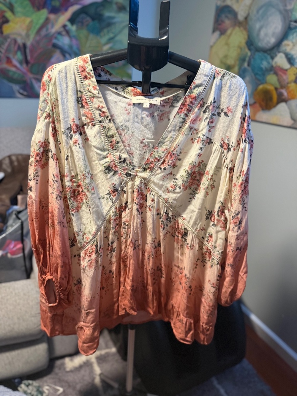 boho floral babydoll flows tunic length top 1x